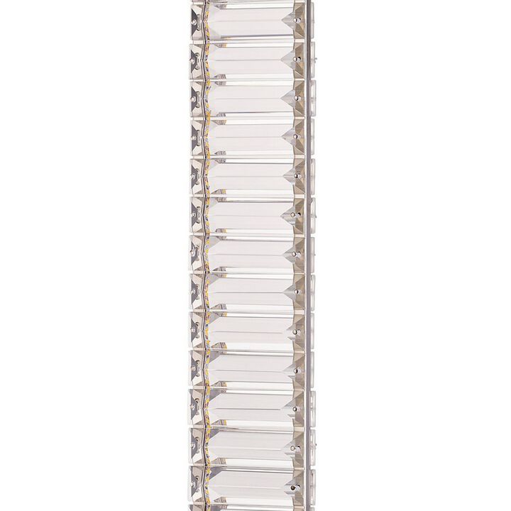 Lizy 24 Inch Table Lamp with Crystal, LED Metal Frame, Nickel Finish - Benzara