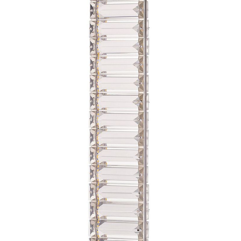 Lizy 24 Inch Table Lamp with Crystal, LED Metal Frame, Nickel Finish - Benzara