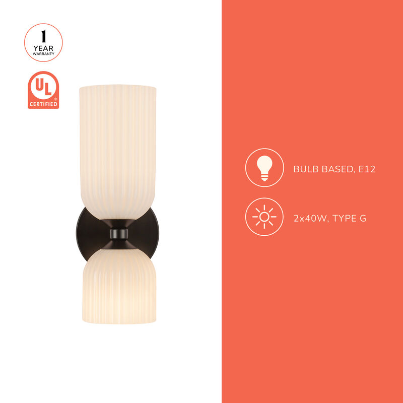 Nelly 12-in Socket Damp-Rated Wall/Vanity Light image number 7