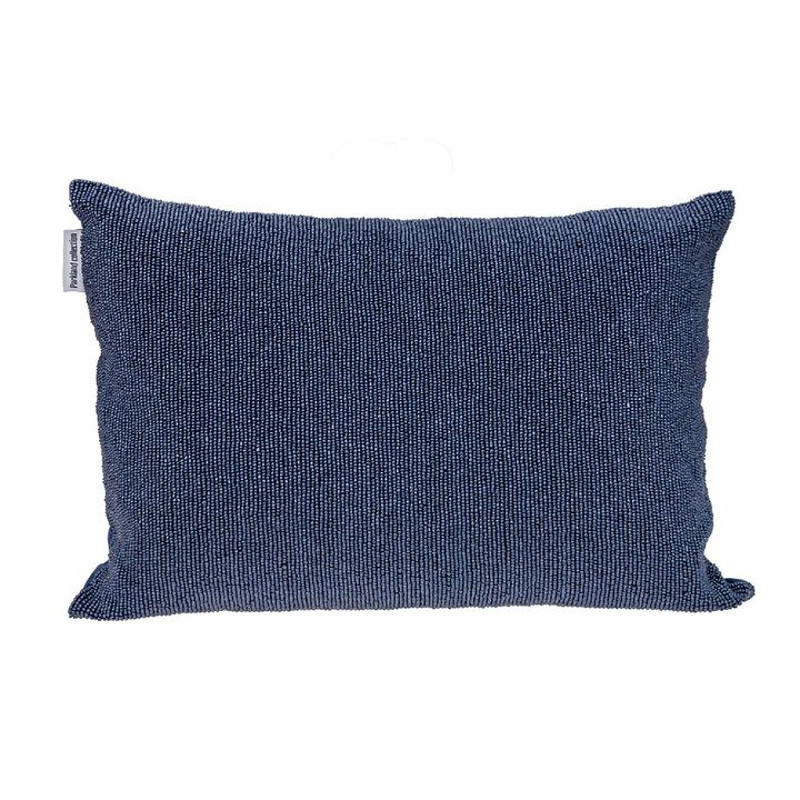 20" Blue Transitional Beaded Throw Pillow