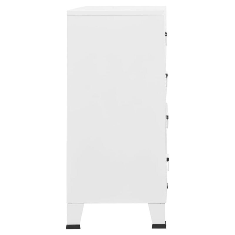 Nova Accent Cabinet, 37 Inch, 4 Drawers, Modern White Metal Frame - Benzara