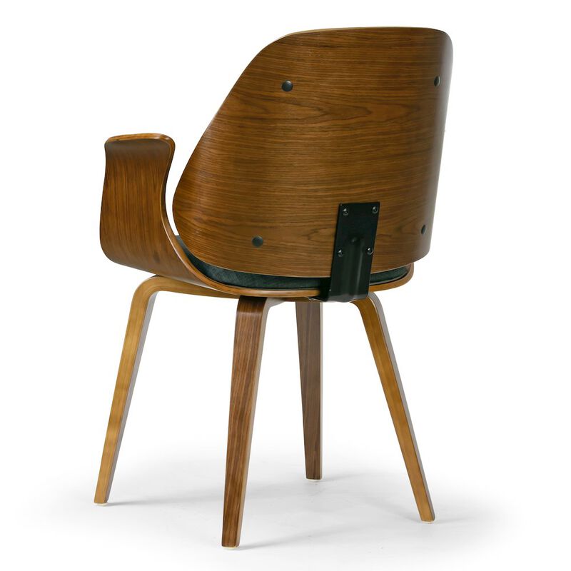 Glamour Home Amaya Walnut Finish Bentwood Dining Chair with Charcoal Fabric Upholstery