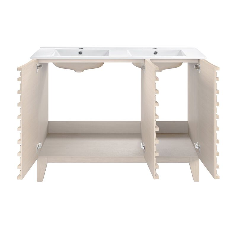 Cascade 48" Freestanding Bathroom Vanity in White Oak with Double Basin Sink Top image number 3