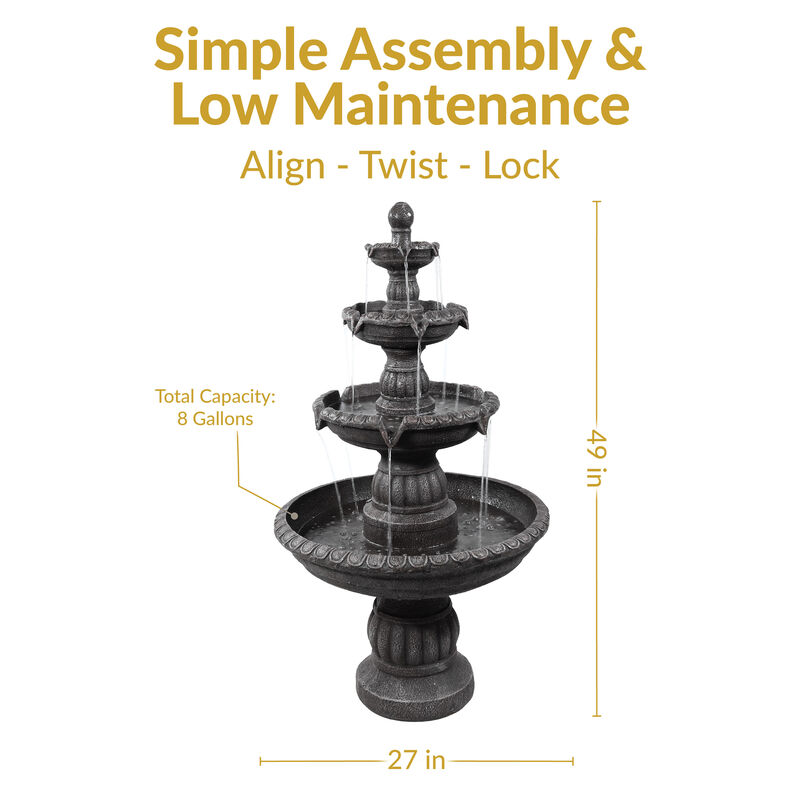 Sunnydaze 49" 4-Tier Outdoor Water Fountain, Lion Head Top, Electric Pump image number 6