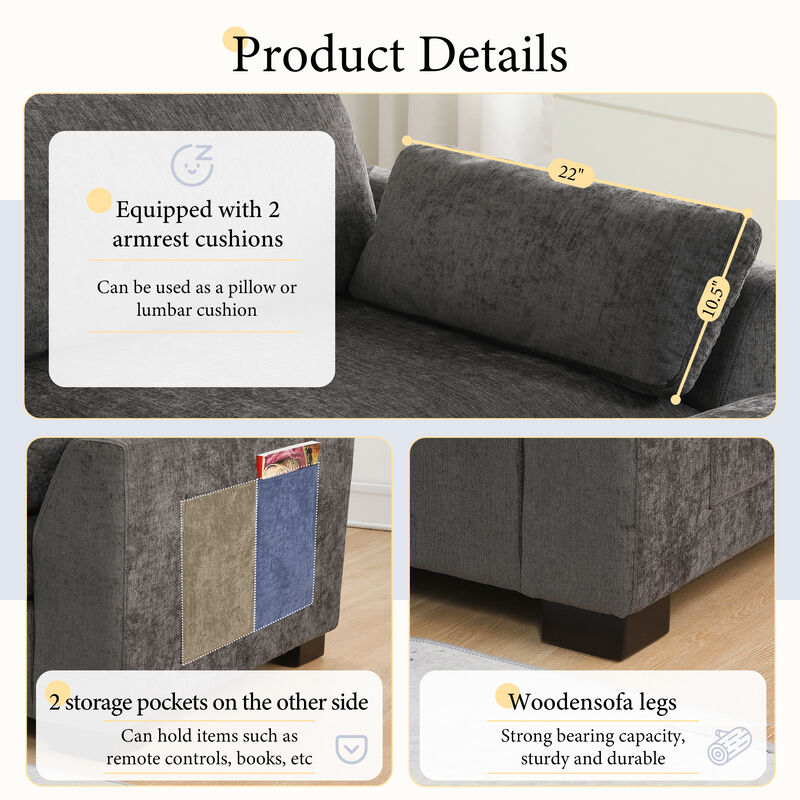 Merax ectional Sofa, L-Shape with Folding Table and Dual-Port Charging