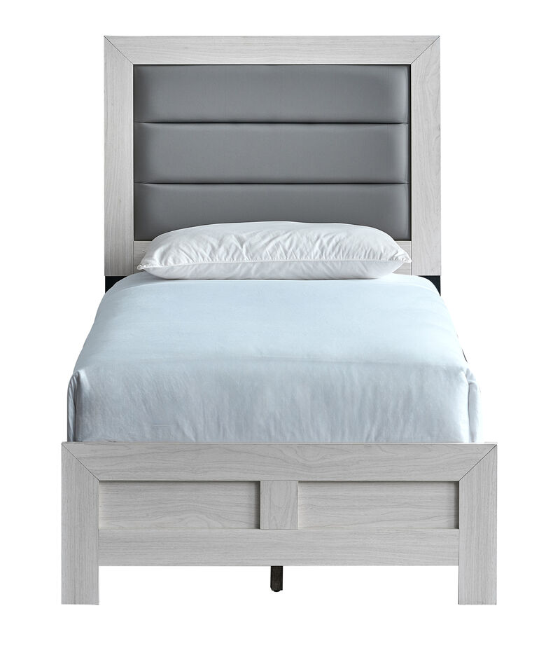 Plano Beige Wood Frame Twin Panel Bed image number 0