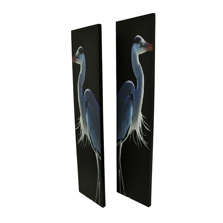 42 In Twin Herons Black And White Canvas Print Set