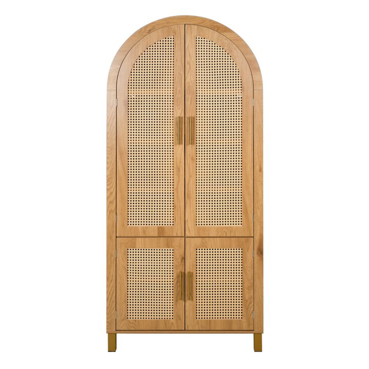 Arched Rattan Door Storage Cabinet