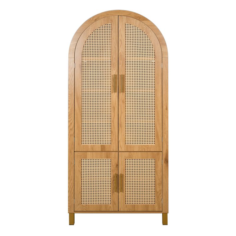 Arched Rattan Door Storage Cabinet image number 0