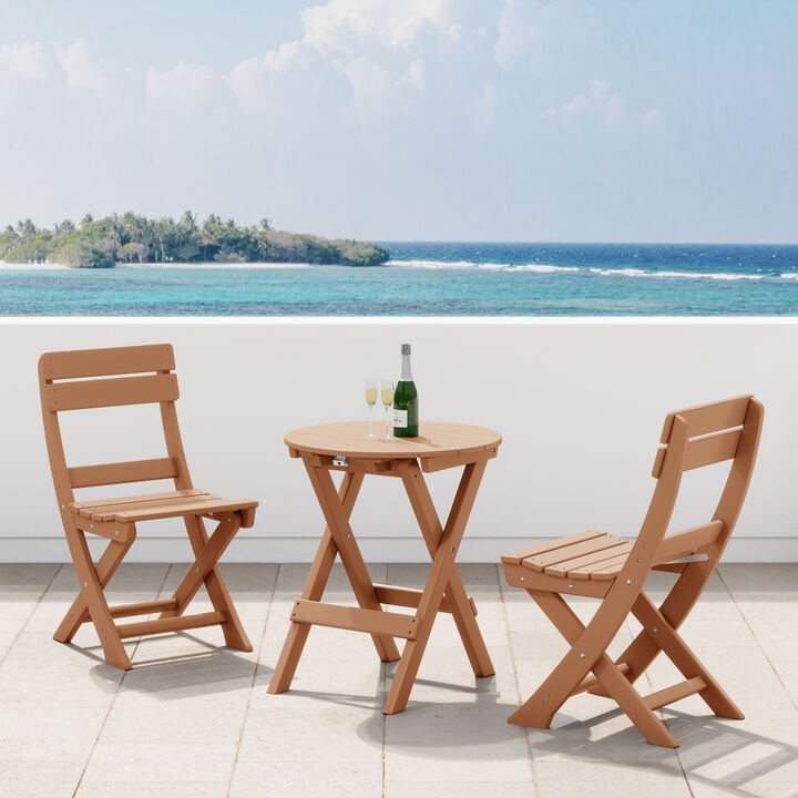 WestinTrends 3-Piece Outdoor HDPE Folding Patio Bistro Table and Chairs