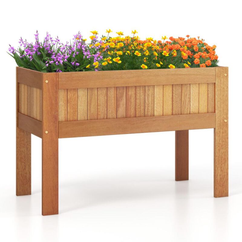 Hivvago Wooden Raised Garden Bed Solid Wood Elevated Planter Box with Legs