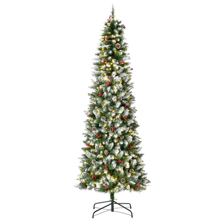 7.5ft Pre-Lit Snow-Dipped Artificial Christmas Tree with Realistic Branches
