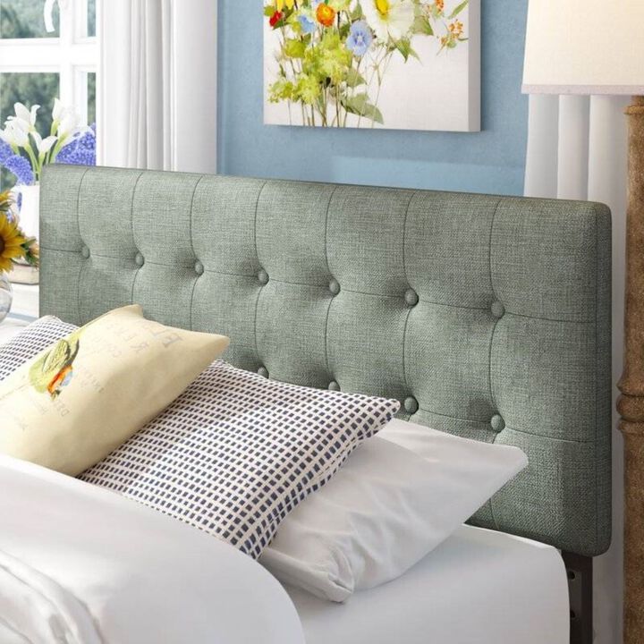 Hivvago Full size Grey Fabric Button-Tufted Upholstered Headboard