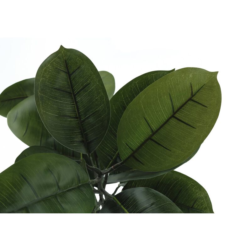 Monarch Specialties I 9514 - Artificial Plant, 52" Tall, Rubber Tree, Indoor, Faux, Fake, Floor, Greenery, Potted, Real Touch, Decorative, Green Leaves, Black Pot