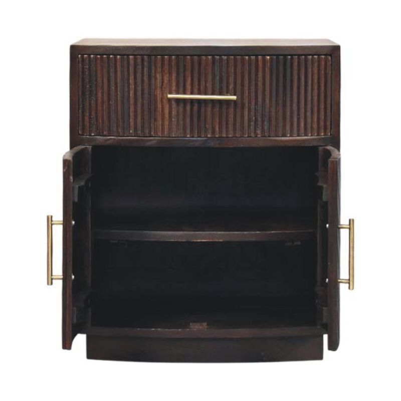 Artisan Furniture Solid Wood Milan Bedside,1 Drawer, 2 Inside Shelves, Dark Brown image number 6