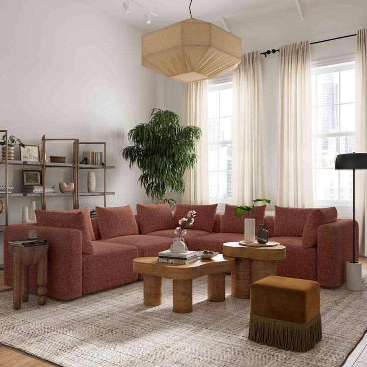 Hangover Heavy Textured Fabric 5-Piece Modular L-Sectional