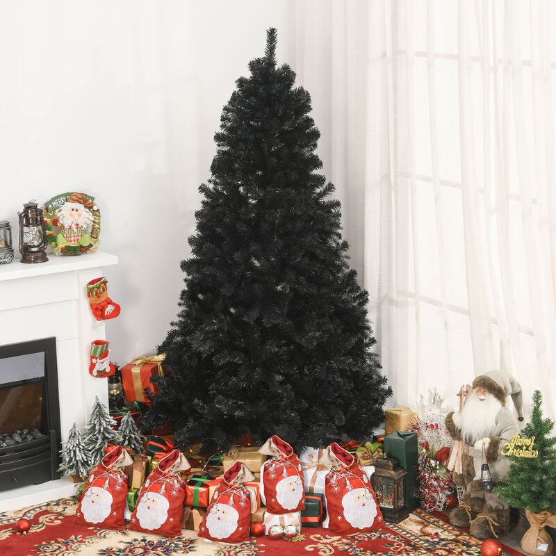 7ft Artificial Christmas Tree Black Douglas Fir with Realistic Branches 1346 Tips and Metal Base