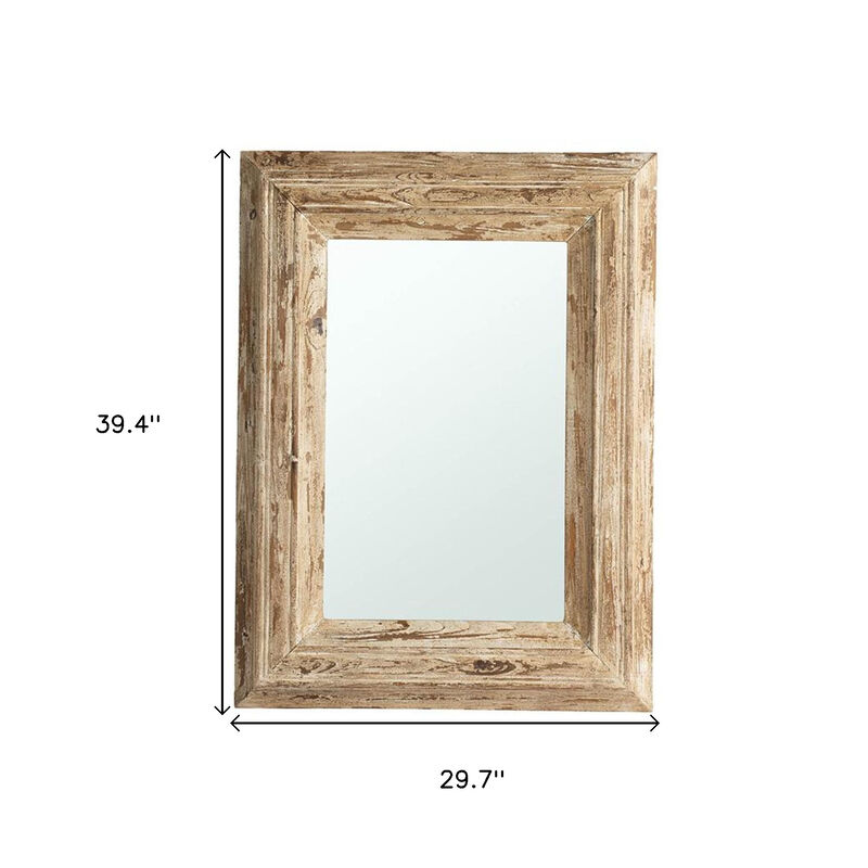 HomeRoots 39" Natural Distressed Wood Framed Accent Mirror image number 5