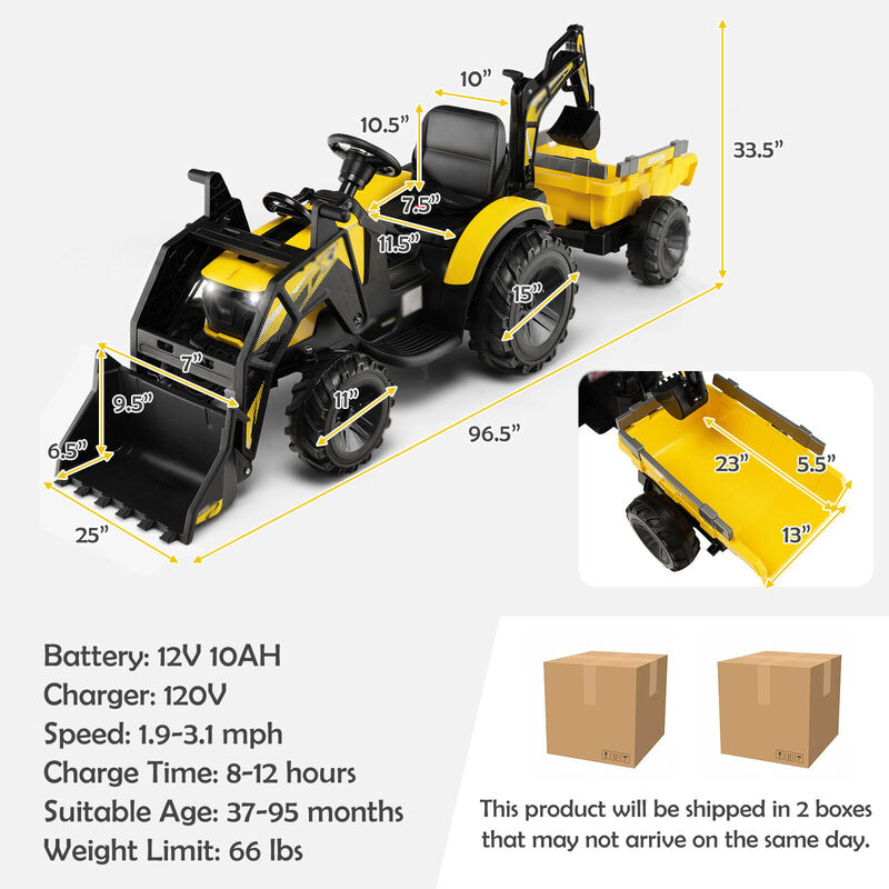 Kids 12V Ride On Excavator Truck image number 2