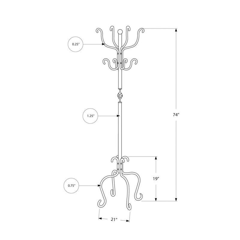 Monarch Coat Rack, Hall Tree, Free Standing, 8 Hooks, Entryway, 74H, Bedroom image number 9