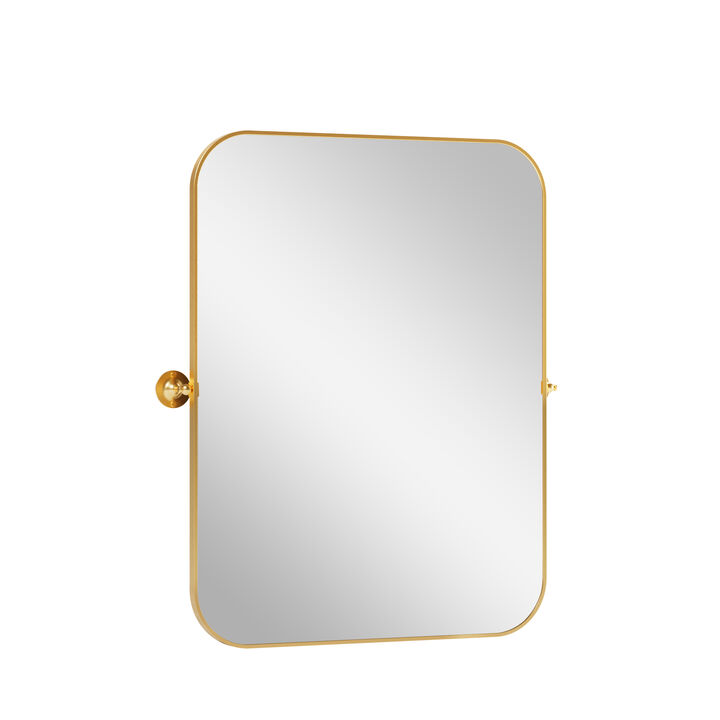HomeRoots 31" Gold Metal Tilting Framed Accent Mirror