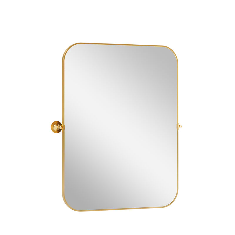 HomeRoots 31" Gold Metal Tilting Framed Accent Mirror image number 0