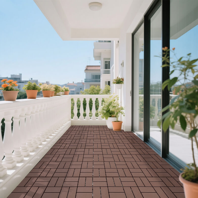 44 Pcs Plastic Interlocking Patio Deck Tiles,Outdoor Flooring, Waterproof for All-Weather Use image number 7