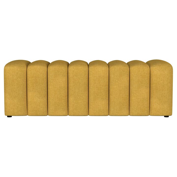 Sanna Accent Bench, Modern Channel Tufted Yellow Fabric, 54 Inch