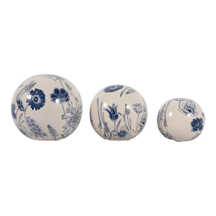 S/3 4/5/6" Floral Orbs