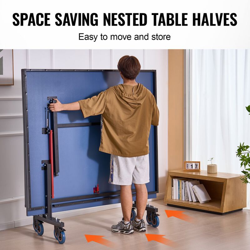 Foldable Ping Pong Table with 25mm MDF Top Quick Clamp Net and Wheels image number 4