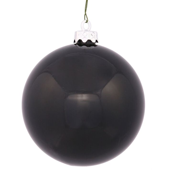 Vickerman 350959-6 Black Shiny Ball Christmas Tree Ornament (4 pack) (N591517DSV)