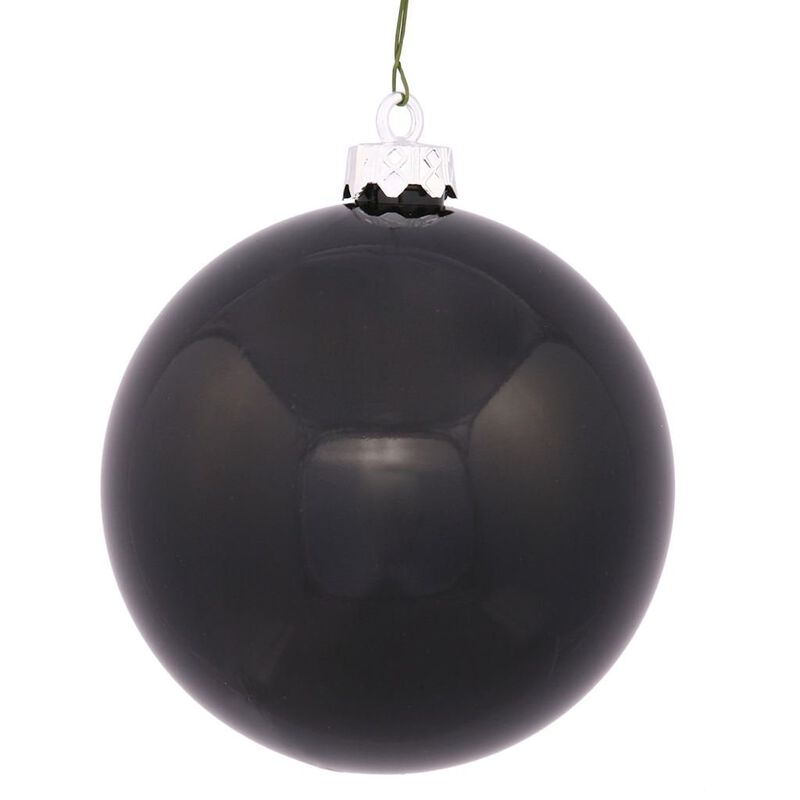 Vickerman 350959-6 Black Shiny Ball Christmas Tree Ornament (4 pack) (N591517DSV) image number 0