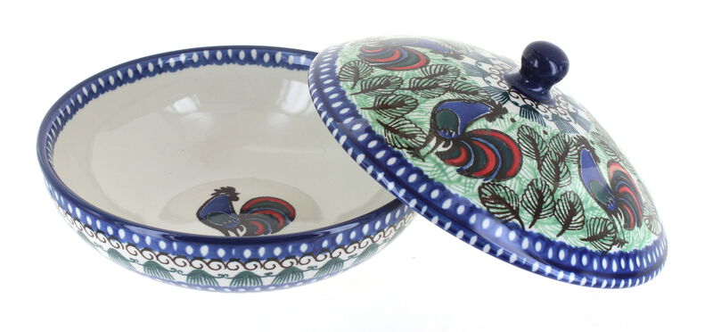 Blue Rose Polish Pottery Tulip Bouquet Covered Bowl