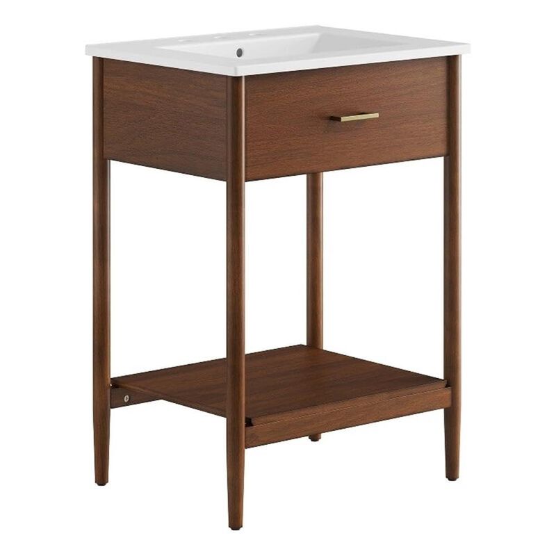 Modway EEI-6660-WAL-WHI Zaire 24" Bathroom Vanity, Walnut White image number 0