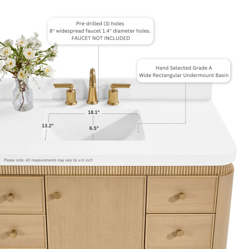 Aston 42 inch Bath Vanity Set in American Oak Finish with Alpine White Quartz Top image number 3
