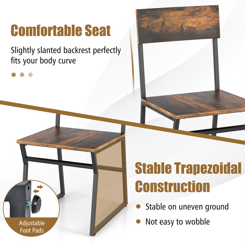 5 Piece Dining Table Set with Storage Rack and Metal Frame