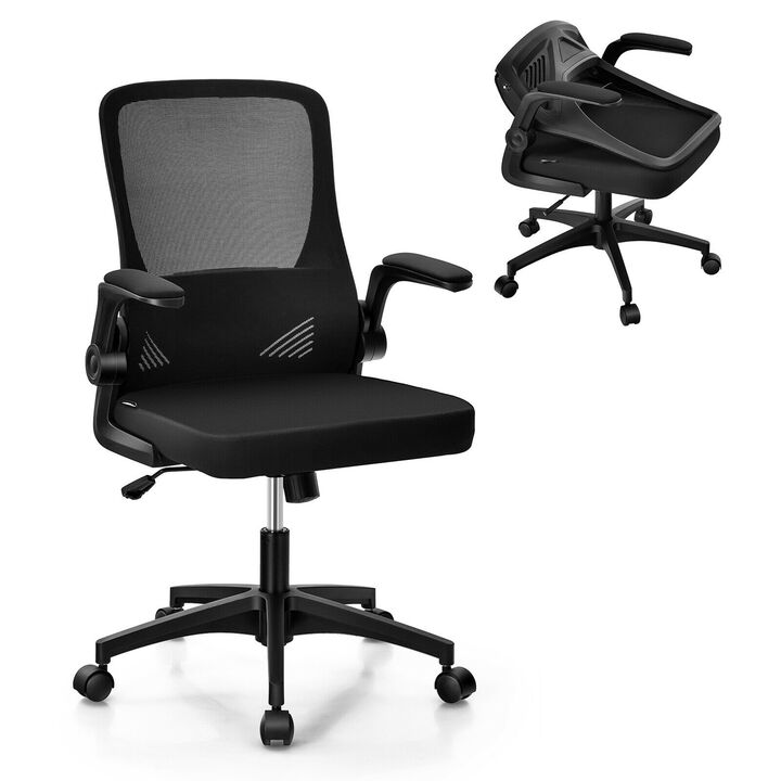 Costway Mesh Office Chair Swivel Computer Desk Chair w/Foldable Backrest & Flip-Up Arms