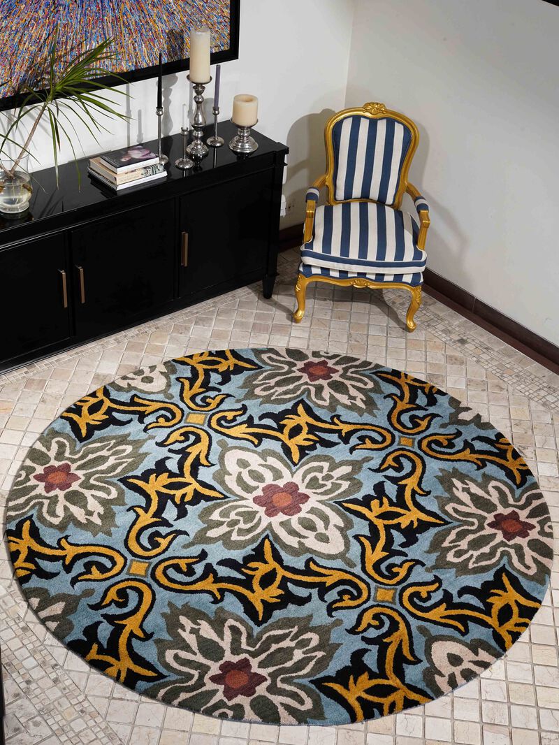 RUGSOTIC CARPETS HAND TUFTED WOOL ECO-FRIENDLY AREA RUGS  - Blue, Floral Modern Design, High Pile Thick Handmade Anti Skid Area Rugs for Living Room, Bed Room (K00722) image number 2