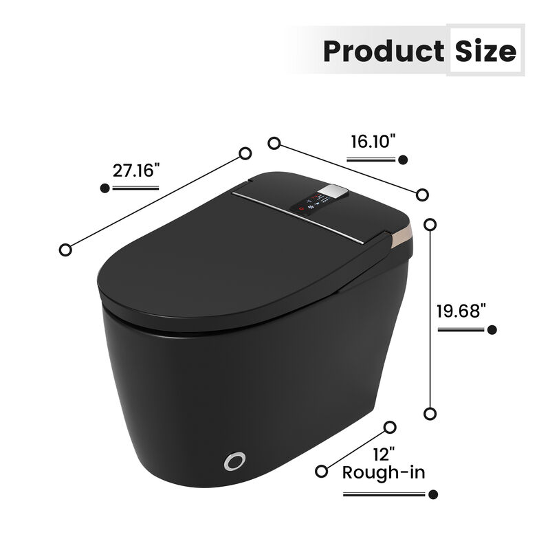 Smart Toilet with Multi Wash Modes, Warm Dryer, Remote and Side Controls, and Instant Heating image number 2