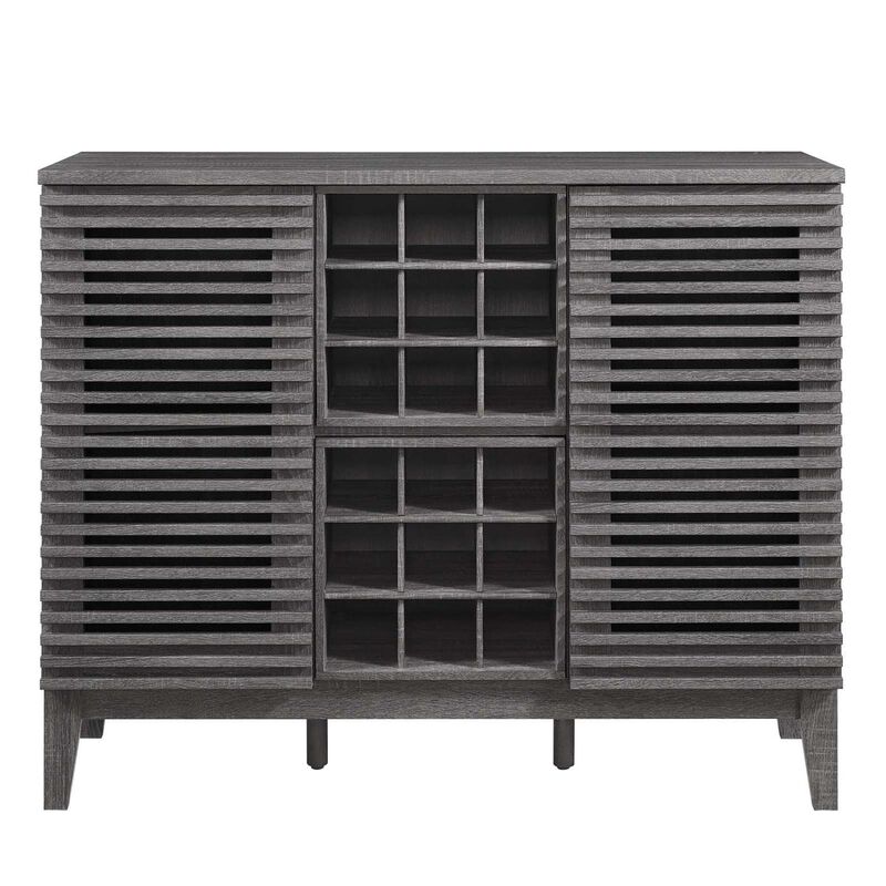 Modway Render Mid-Century Modern Wine Bar Cabinet in Charcoal 17 x 46 x 37 image number 3