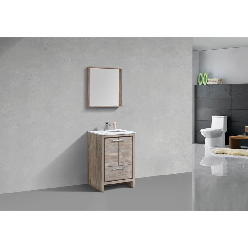 Kubebath 24″ Nature Wood Modern Bathroom Vanity with White Quartz Counter-Top