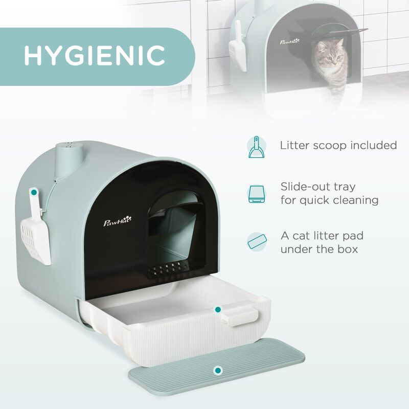 Green Cat Hygiene: Covered Litter Box with Tray & Scoop image number 3