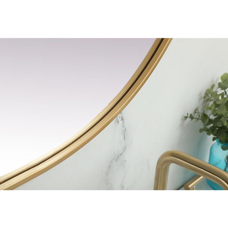 Elegant Decor Metal Frame Oval Mirror 30x60 Inch in Brass