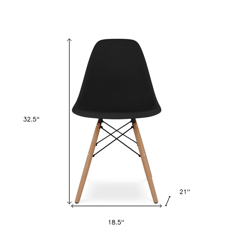 HomeRoots Black And Natural Heavy Duty Plastic And Wood Dining Side Chair image number 6