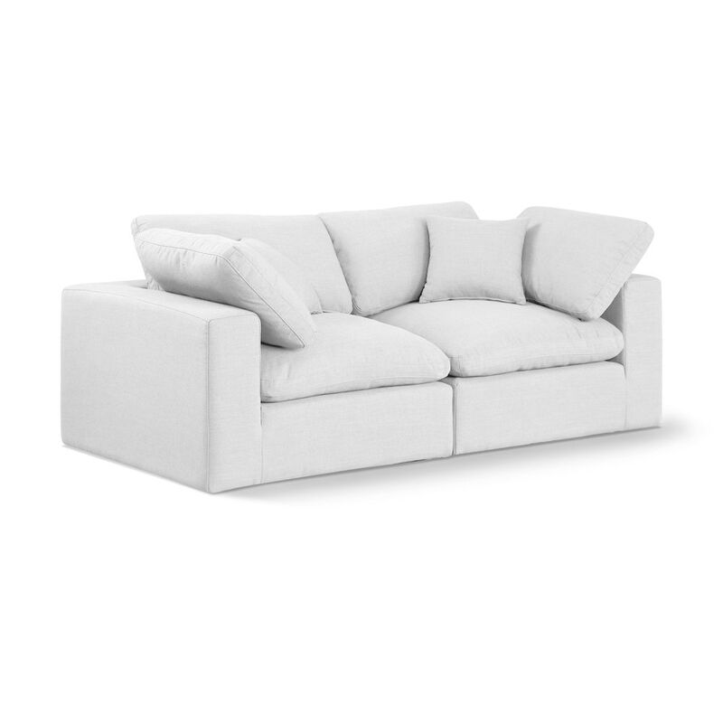 Meridian Furniture Comfy White Linen Textured Fabric Modular Sofa