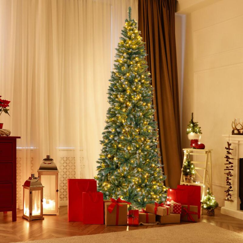 Hivvago 9 FT Pre-Lit Artificial Christmas Tree with 1298 Snowy Branch Tips image number 2