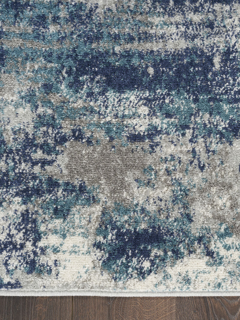 Passion PSN36 Ivory/Teal 2'2" x 10' Rug image number 2