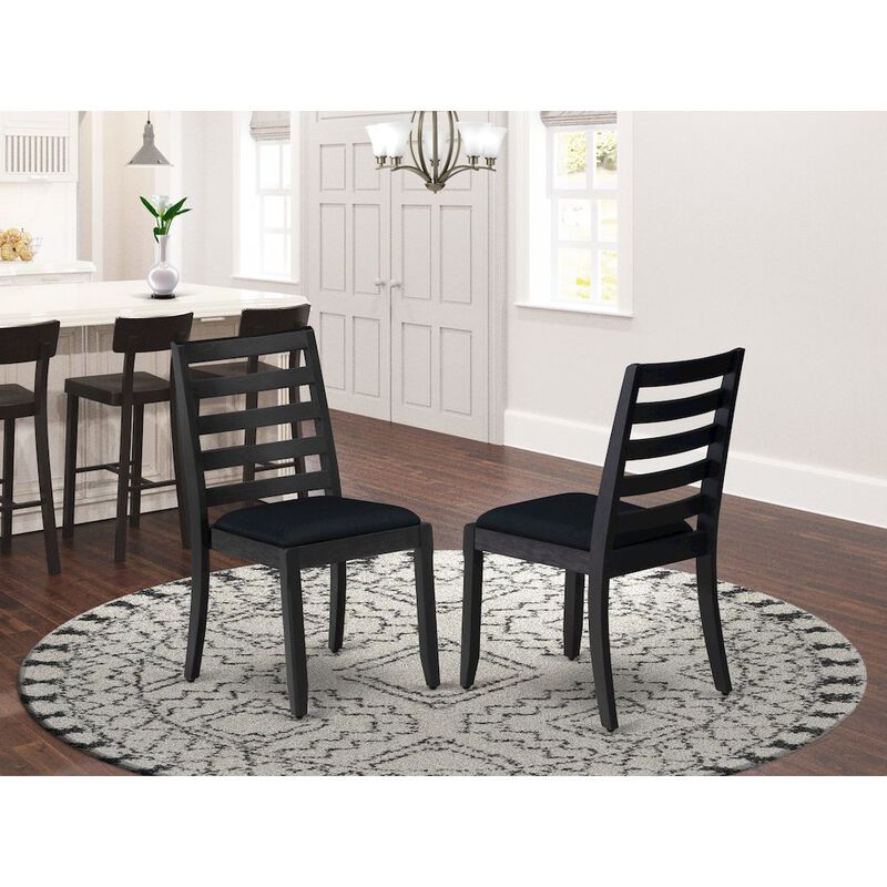 Dining Room Chair with Black Linen Fabric and upholstered back