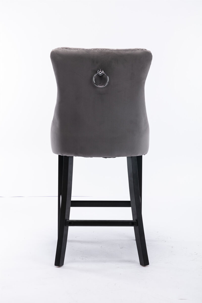 Streamdale Luxurious Velvet Barstools with Button Tufted Backrest (Set Of 2)