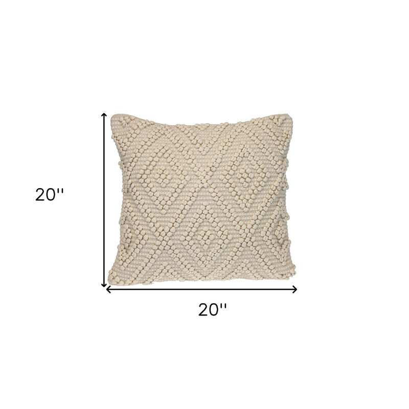 HomeRoots 20" Off White Geometric Cotton Throw Pillow image number 4